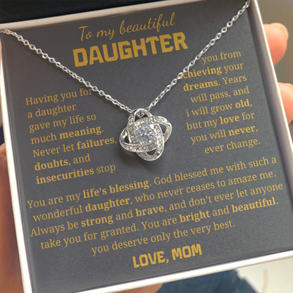 To My Daughter Love Knot Necklace
