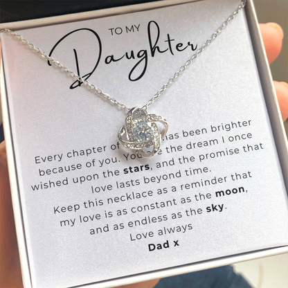 To My Daughter Love Knot Necklace