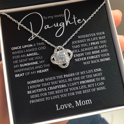 To My Daughter Love Knot Necklace