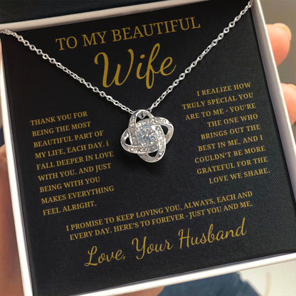 To My Beautiful Wife Love Knot Necklace