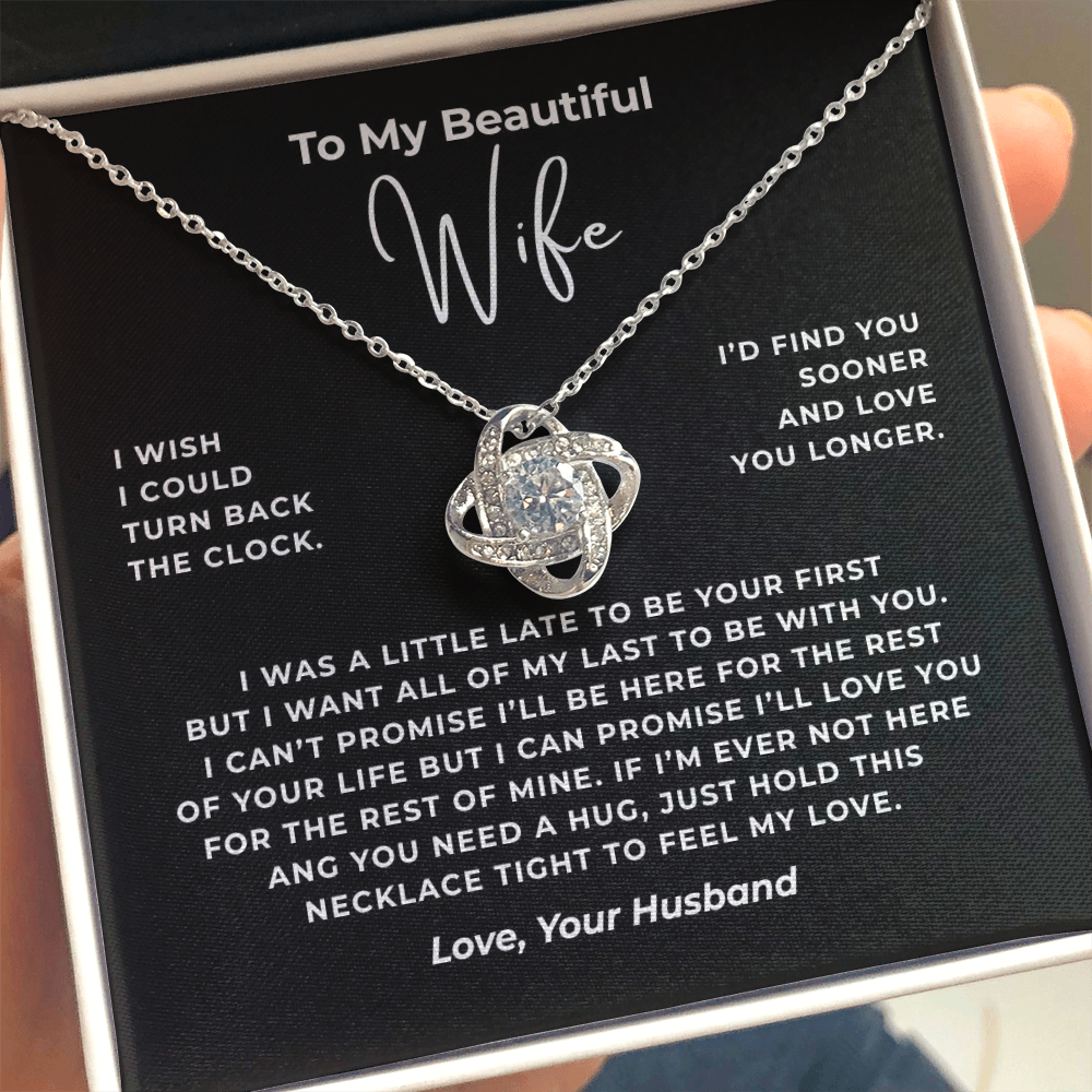 To My Beautiful Wife Interlocking Hearts Necklace