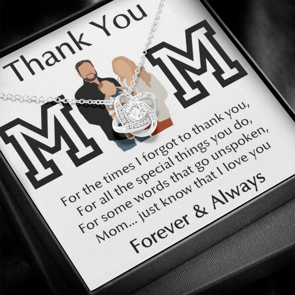 Thank You Mom Love Knot Necklace