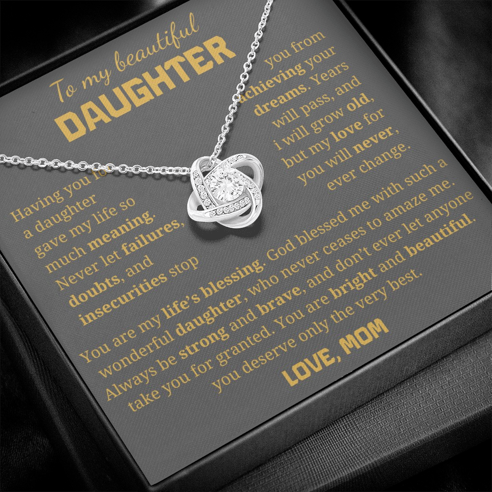 To My Daughter Love Knot Necklace
