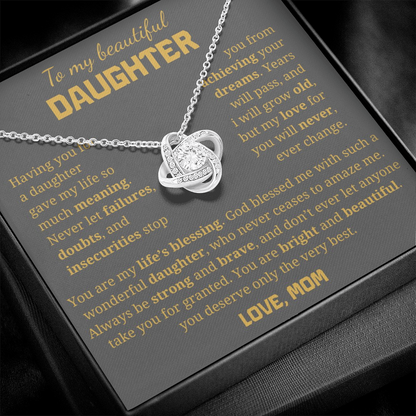 To My Daughter Love Knot Necklace
