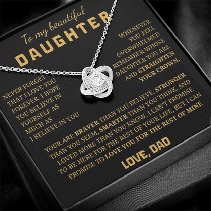 To My Daughter Love Knot Necklace