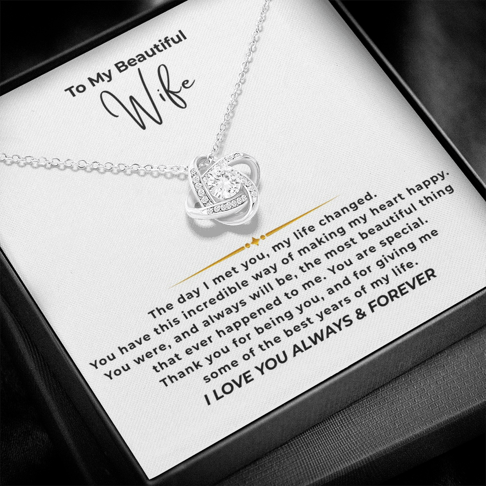 To My Beautiful Wife Interlocking Hearts Necklace