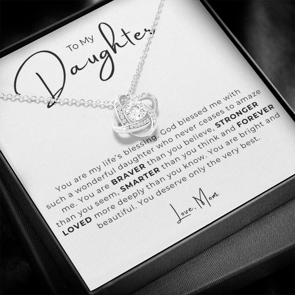 To My Daughter Love Knot Necklace