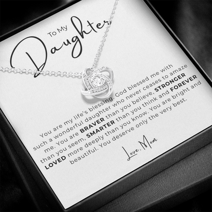 To My Daughter Love Knot Necklace