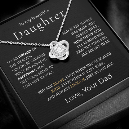 To My Daughter Love Knot Necklace