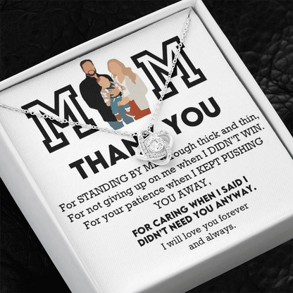 Mom Thank You Love Knot Necklace