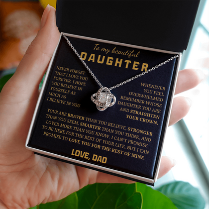 To My Daughter Love Knot Necklace