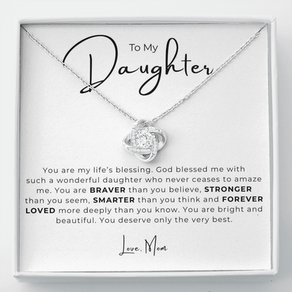 To My Daughter Love Knot Necklace