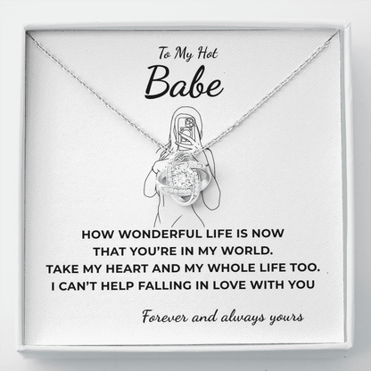 To My Hot Babe Love Knot Necklace