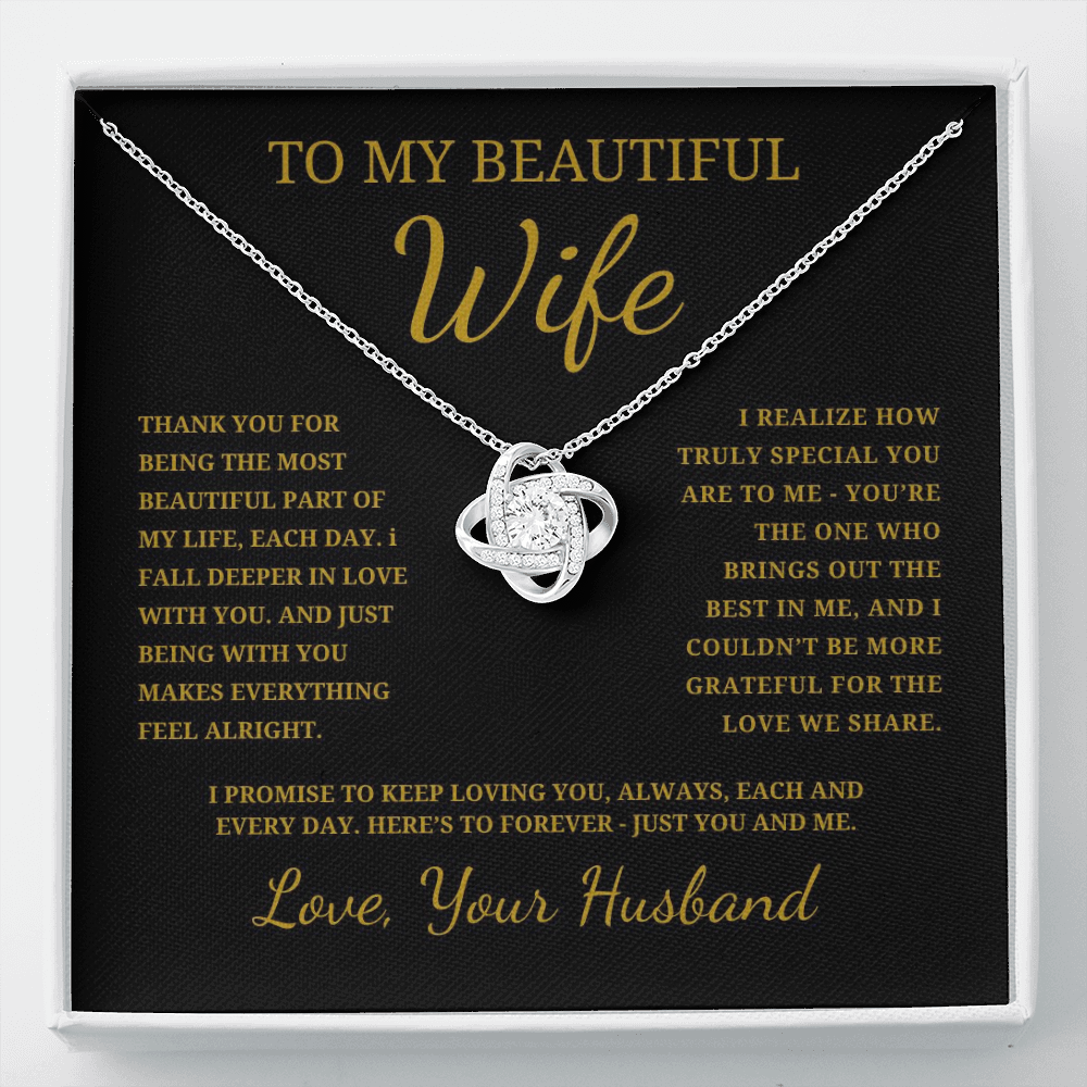 To My Beautiful Wife Love Knot Necklace