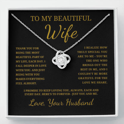 To My Beautiful Wife Love Knot Necklace