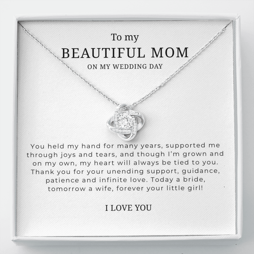 To My Beautiful Mom On My Wedding Day Interlocking Hearts Necklace