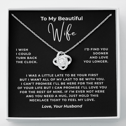 To My Beautiful Wife Interlocking Hearts Necklace