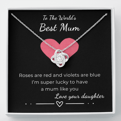 To The World's Best Mom Love Knot Necklace