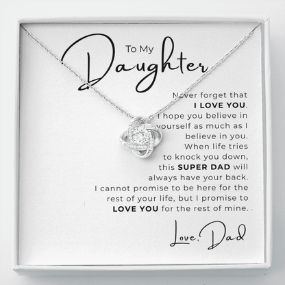 To My Daughter Love Knot Necklace