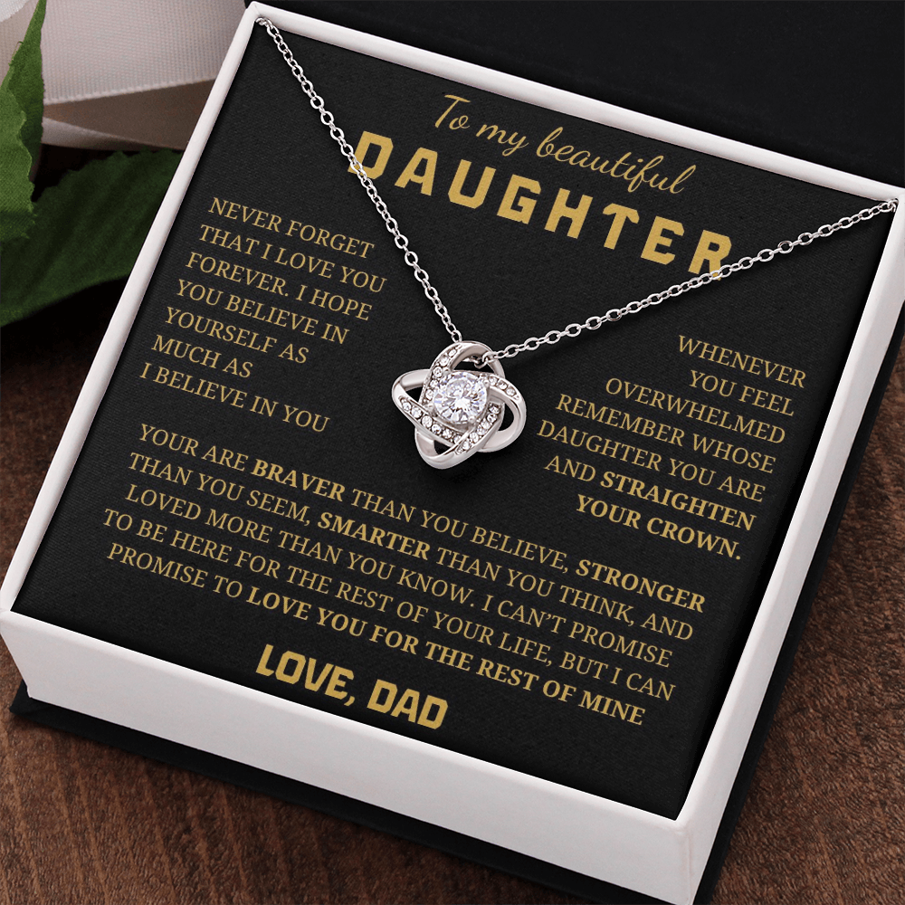 To My Daughter Love Knot Necklace