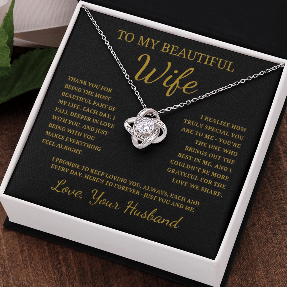 To My Beautiful Wife Love Knot Necklace