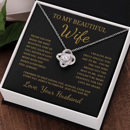 To My Beautiful Wife Love Knot Necklace