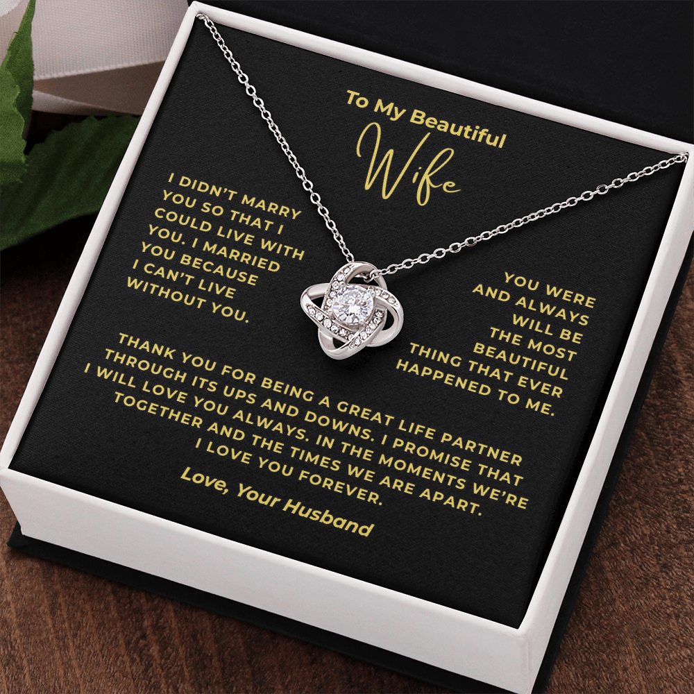 To My Beautiful Wife Interlocking Hearts Necklace