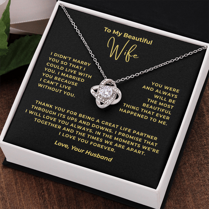 To My Beautiful Wife Interlocking Hearts Necklace