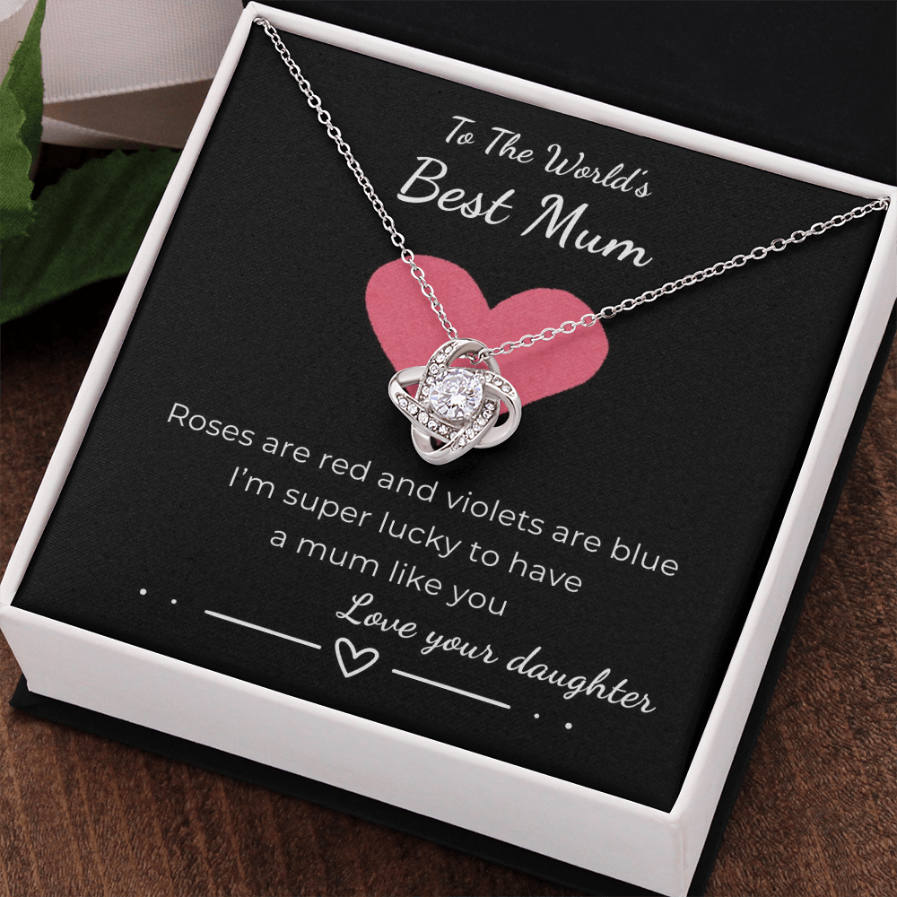 To The World's Best Mom Love Knot Necklace
