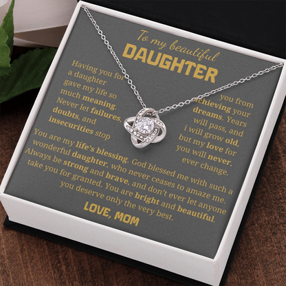 To My Daughter Love Knot Necklace