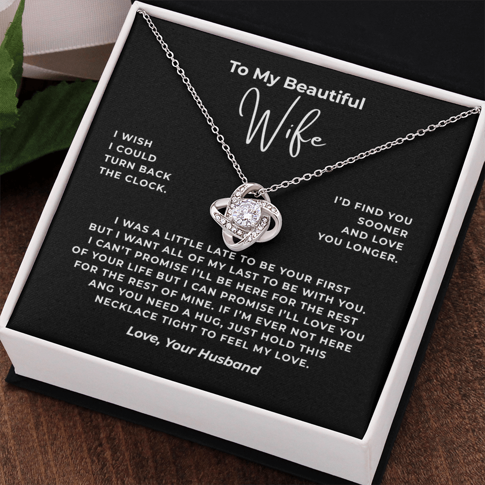 To My Beautiful Wife Interlocking Hearts Necklace