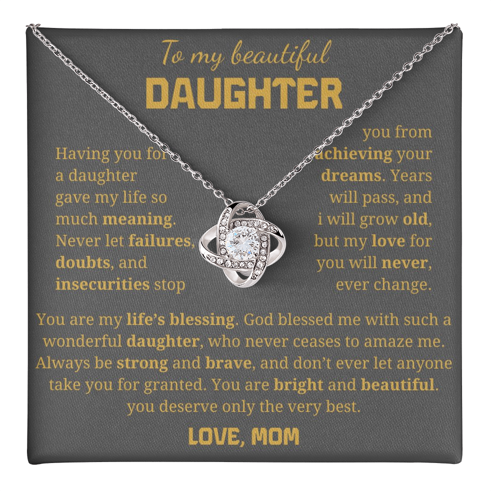 To My Daughter Love Knot Necklace