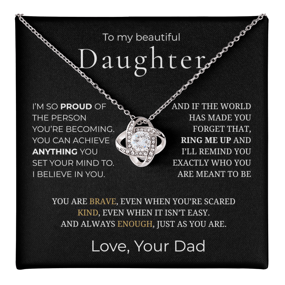 To My Daughter Love Knot Necklace