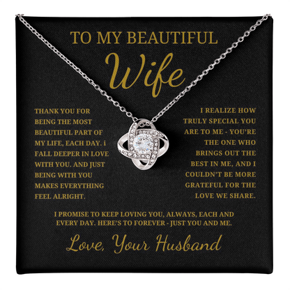 To My Beautiful Wife Love Knot Necklace
