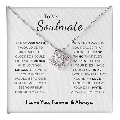 To My Soulmate Love Knot Necklace