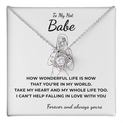 To My Hot Babe Love Knot Necklace