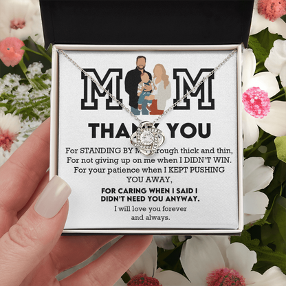 Mom Thank You Love Knot Necklace