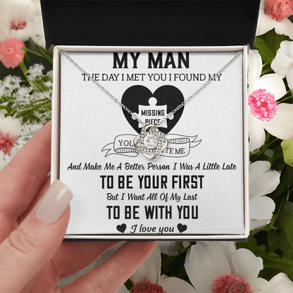 To My Man Love Knot Necklace
