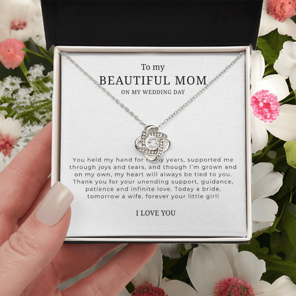To My Beautiful Mom On My Wedding Day Interlocking Hearts Necklace