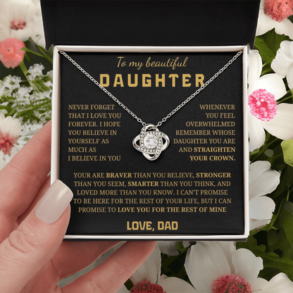 To My Daughter Love Knot Necklace
