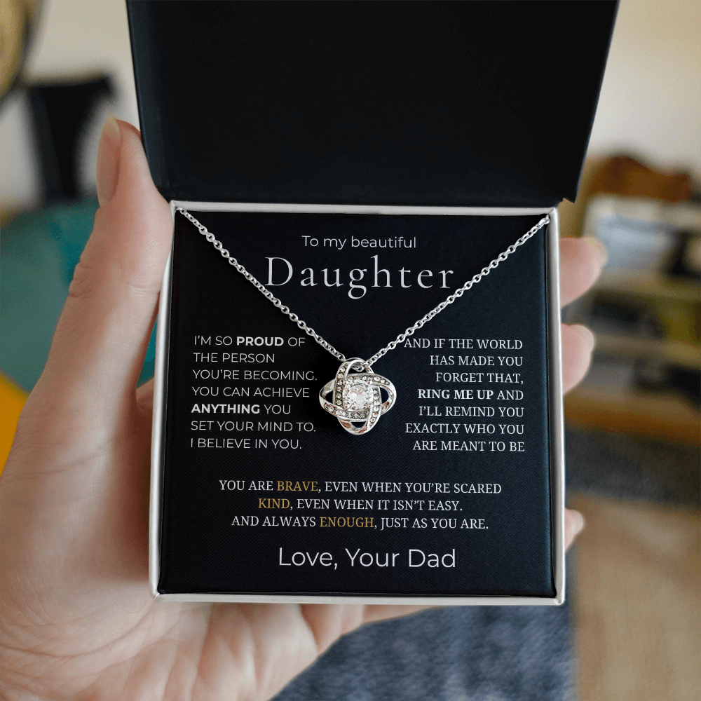 To My Daughter Love Knot Necklace
