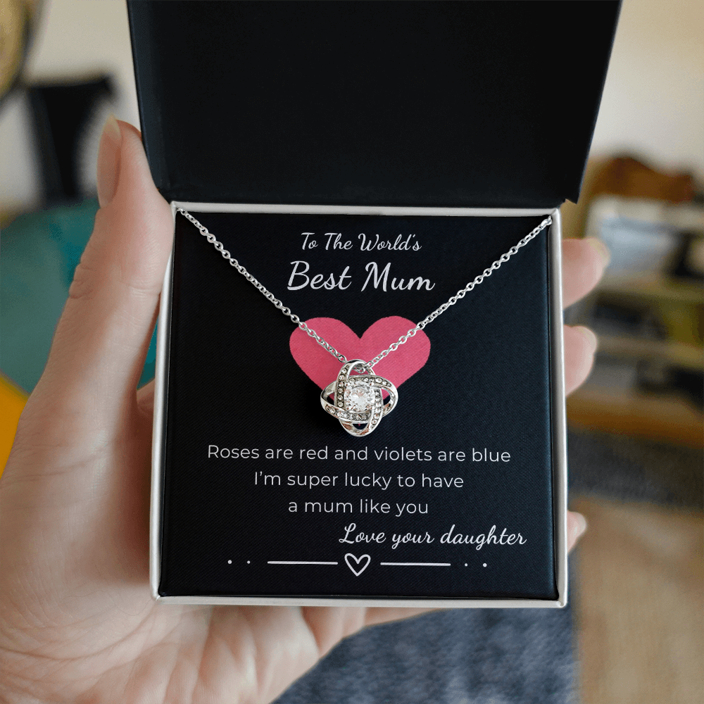 To The World's Best Mom Love Knot Necklace