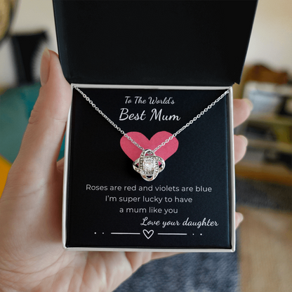 To The World's Best Mom Love Knot Necklace