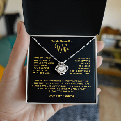 To My Beautiful Wife Interlocking Hearts Necklace
