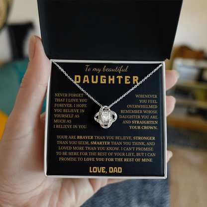 To My Daughter Love Knot Necklace