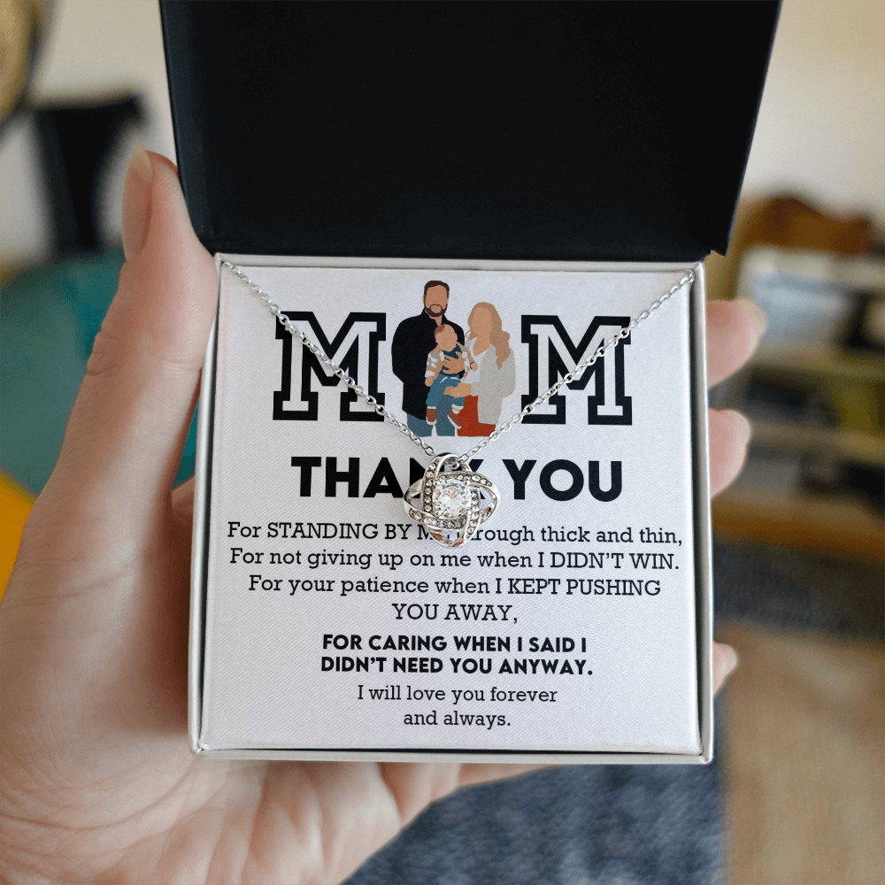 Mom Thank You Love Knot Necklace