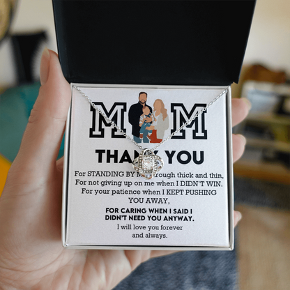 Mom Thank You Love Knot Necklace