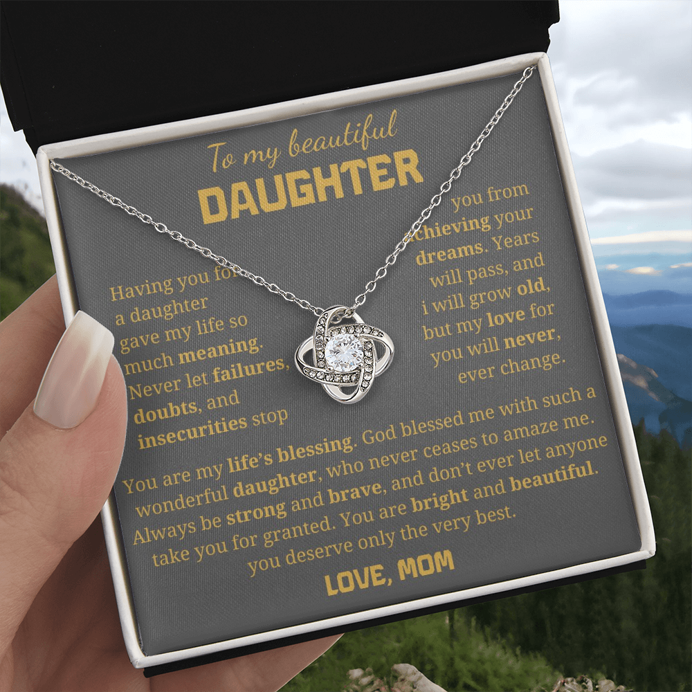 To My Daughter Love Knot Necklace