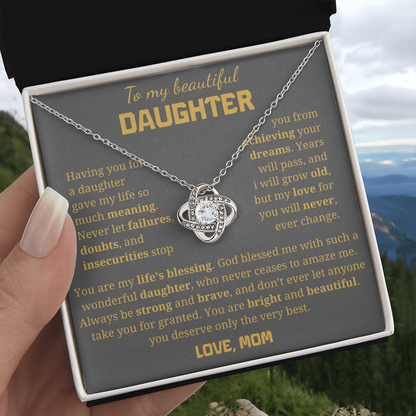 To My Daughter Love Knot Necklace