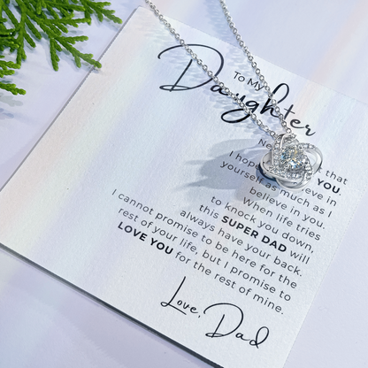 To My Daughter Love Knot Necklace